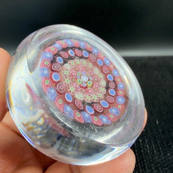 Baccarat Millefiori Art Glass Paperweight Concentric Floral Murrine Pink RARE - Picture 11 of 16